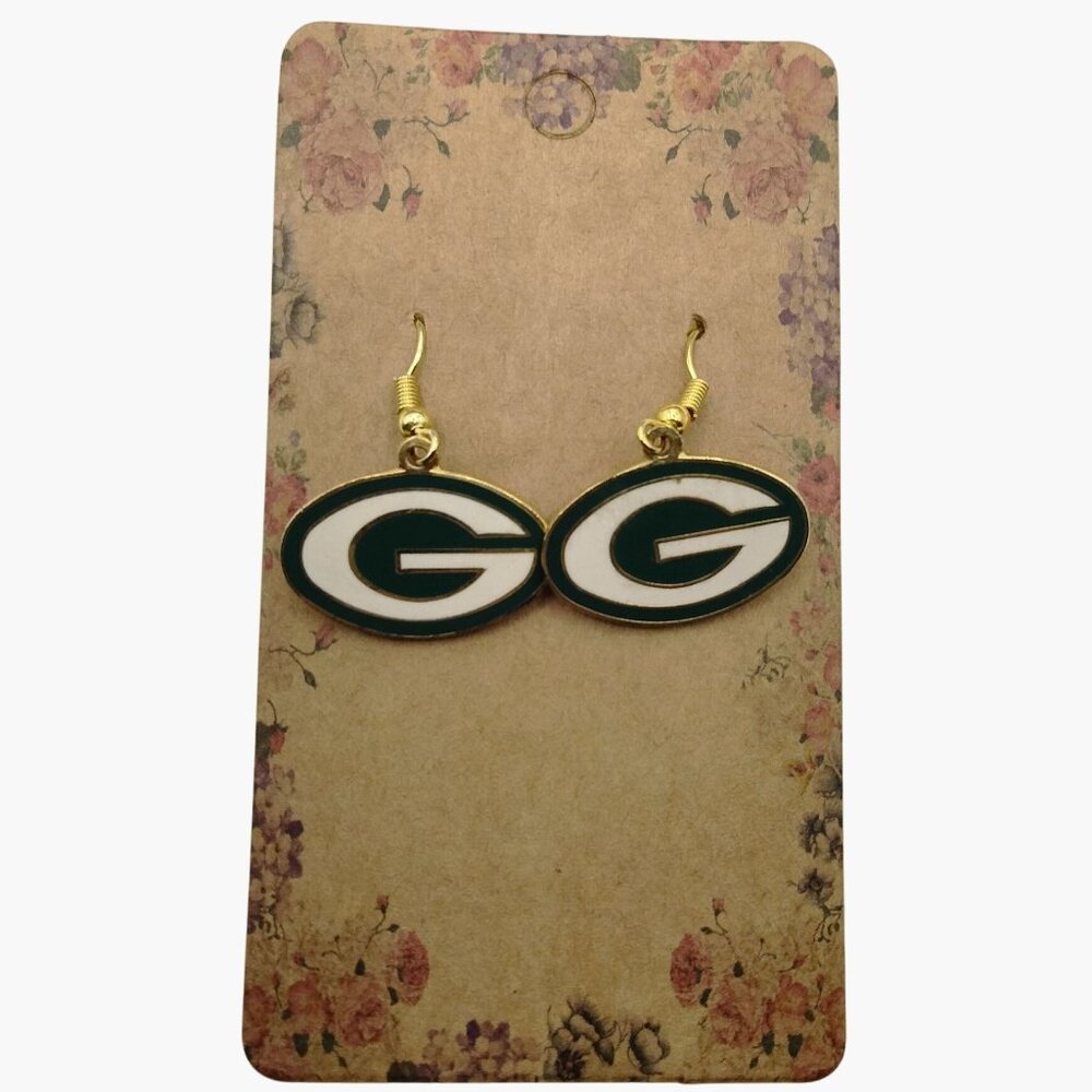 Green Bay Packers Logo Earrings Peter David Inc NFLP 1994 Vintage Oval Dangle